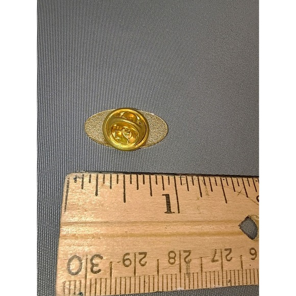 Vtg‎ Pontiac Illinois Bridge Oval Blue Enamel Lapel Pin Tack Gold Tone Souvenir - Picture 3 of 4